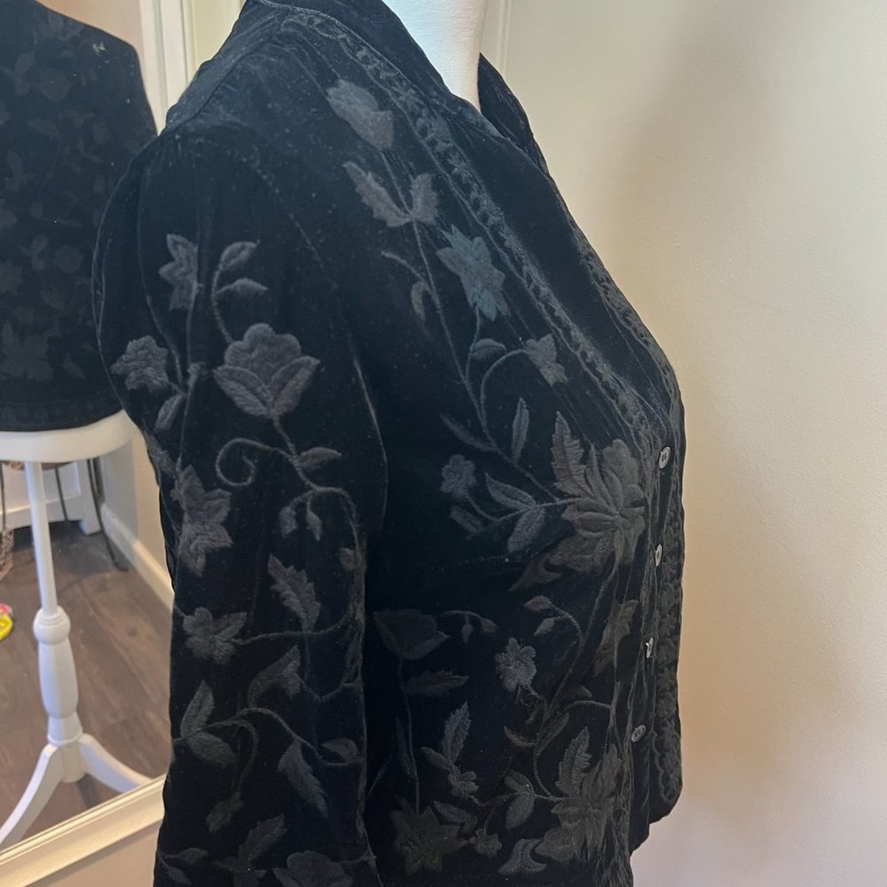 Zara Black Floral Embroidered Blazer Jacket - Picture 10 of 13